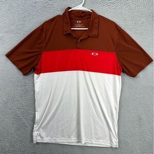Oakley Golf Polo Shirt Mens Large Multi Colorblock Regular Fit Rugby Activewear